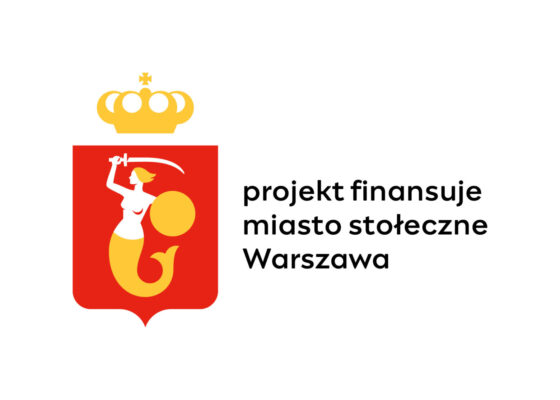 logo m.st. Warszawa żółta syrenka na czerwonym tle